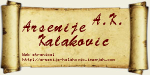Arsenije Kalaković vizit kartica